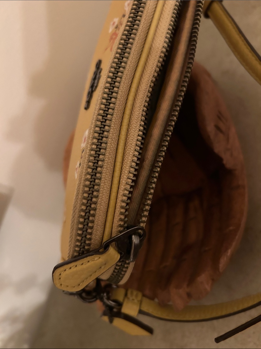 Coach Yellow Floral Leather Crossbody Bag - Picture 6 of 11